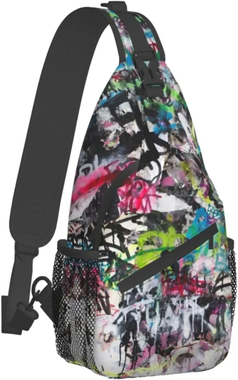 ASYG Graffiti Sling Bag Funny Crossbody Chest Daypack Casual Backpack Cool Shoulder Bag Hip Hop Bag