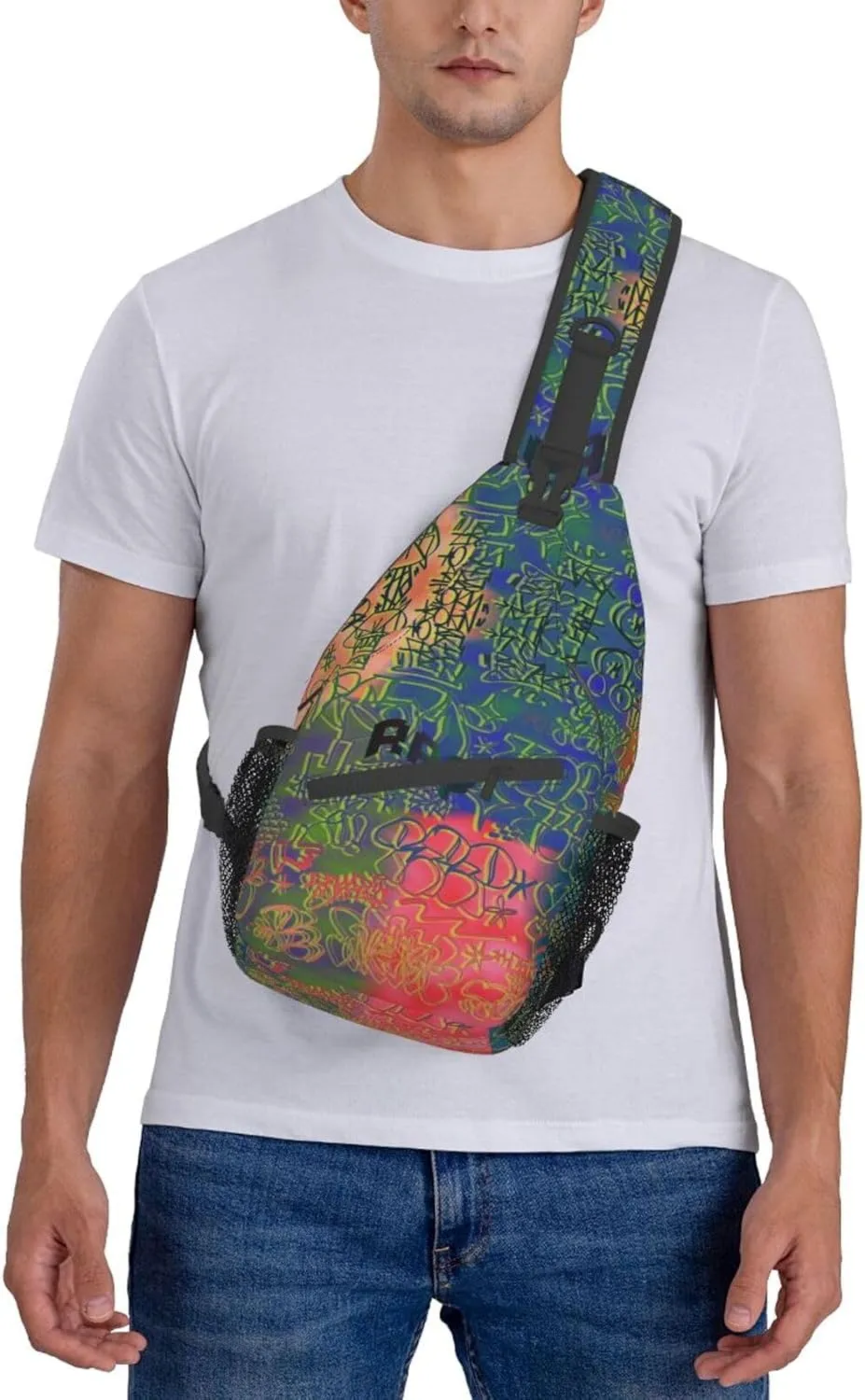 ASYG Graffiti Sling Bag Funny Crossbody Chest Daypack Casual Backpack Cool Shoulder Bag Hip Hop Bag