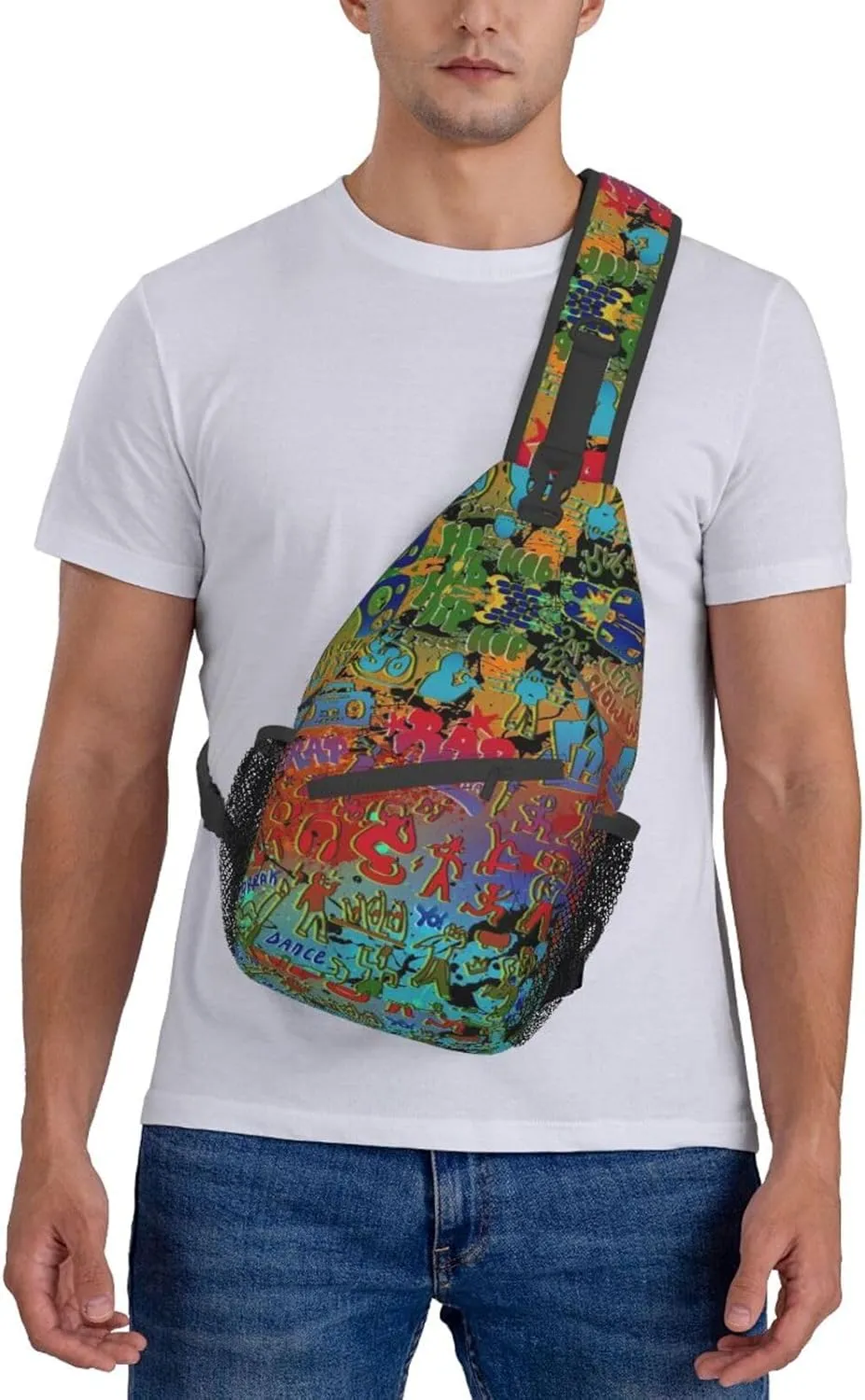 ASYG Graffiti Sling Bag Funny Crossbody Chest Daypack Casual Backpack Cool Shoulder Bag Hip Hop Bag