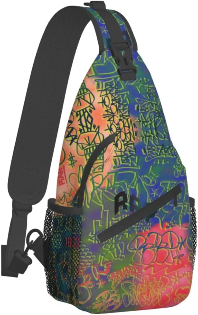 ASYG Graffiti Sling Bag Funny Crossbody Chest Daypack Casual Backpack Cool Shoulder Bag Hip Hop Bag