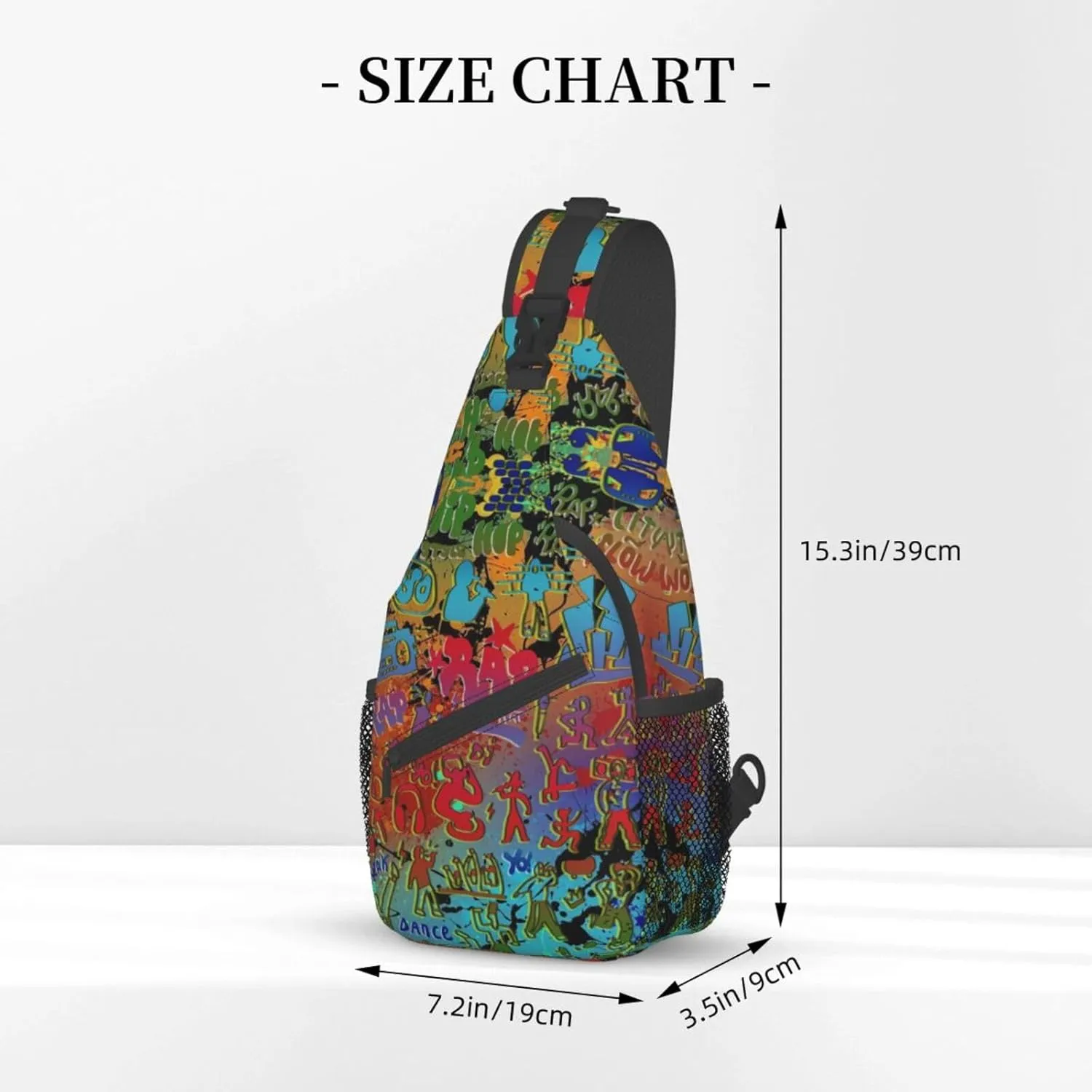 ASYG Graffiti Sling Bag Funny Crossbody Chest Daypack Casual Backpack Cool Shoulder Bag Hip Hop Bag