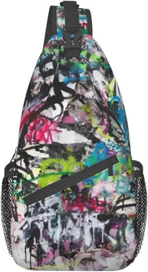 ASYG Graffiti Sling Bag Funny Crossbody Chest Daypack Casual Backpack Cool Shoulder Bag Hip Hop Bag