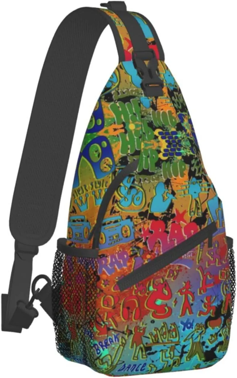 ASYG Graffiti Sling Bag Funny Crossbody Chest Daypack Casual Backpack Cool Shoulder Bag Hip Hop Bag