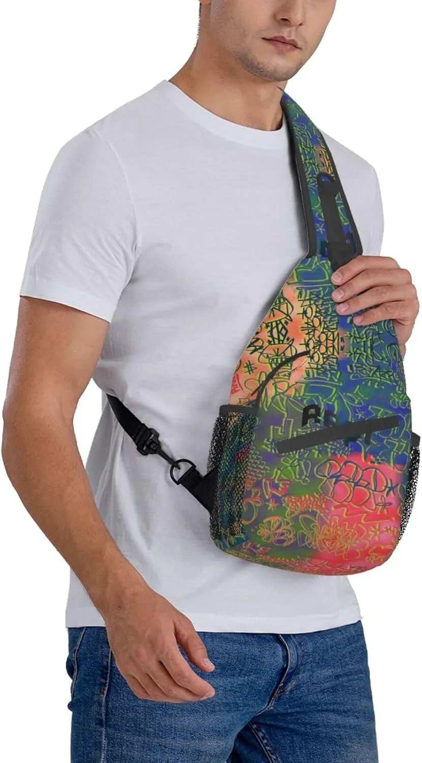 ASYG Graffiti Sling Bag Funny Crossbody Chest Daypack Casual Backpack Cool Shoulder Bag Hip Hop Bag