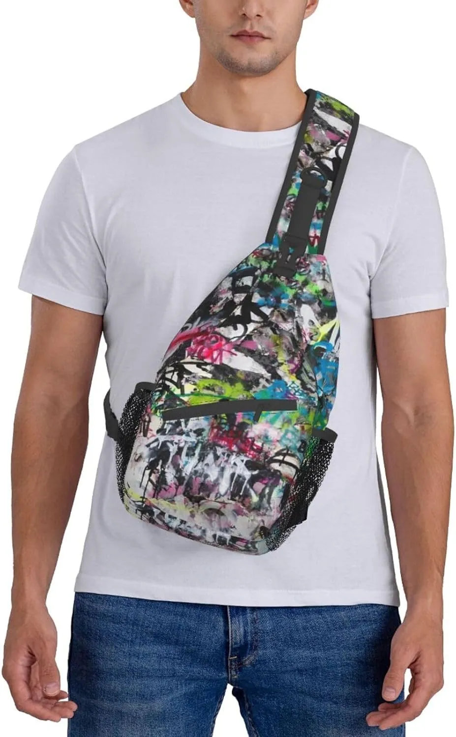 ASYG Graffiti Sling Bag Funny Crossbody Chest Daypack Casual Backpack Cool Shoulder Bag Hip Hop Bag