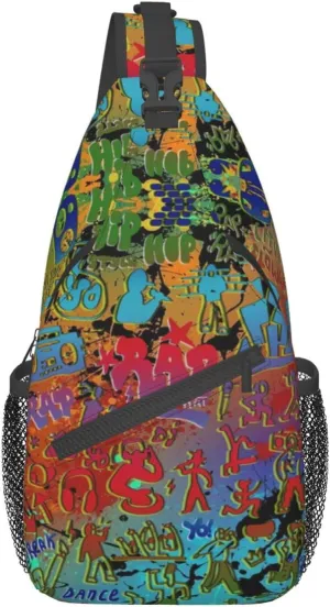 ASYG Graffiti Sling Bag Funny Crossbody Chest Daypack Casual Backpack Cool Shoulder Bag Hip Hop Bag