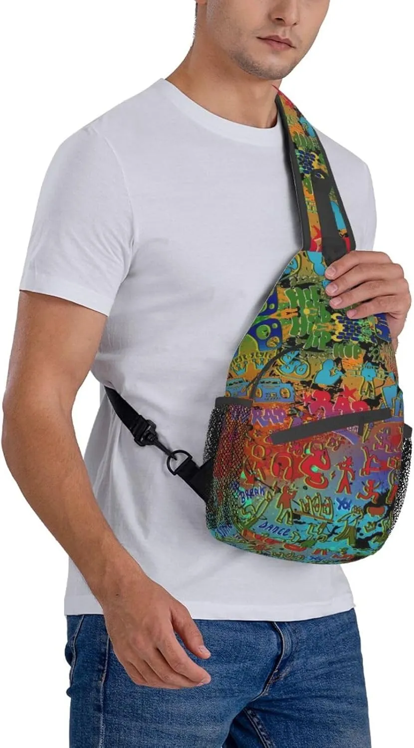 ASYG Graffiti Sling Bag Funny Crossbody Chest Daypack Casual Backpack Cool Shoulder Bag Hip Hop Bag