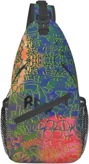 ASYG Graffiti Sling Bag Funny Crossbody Chest Daypack Casual Backpack Cool Shoulder Bag Hip Hop Bag