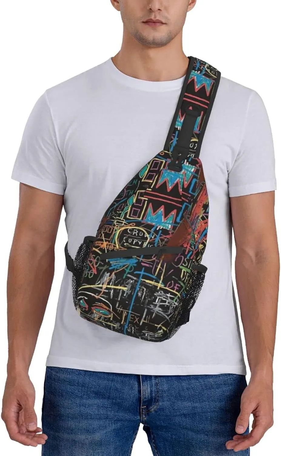 ASYG Graffiti Sling Bag Funny Crossbody Chest Daypack Casual Backpack Personality Shoulder Bag For Travel Picnic