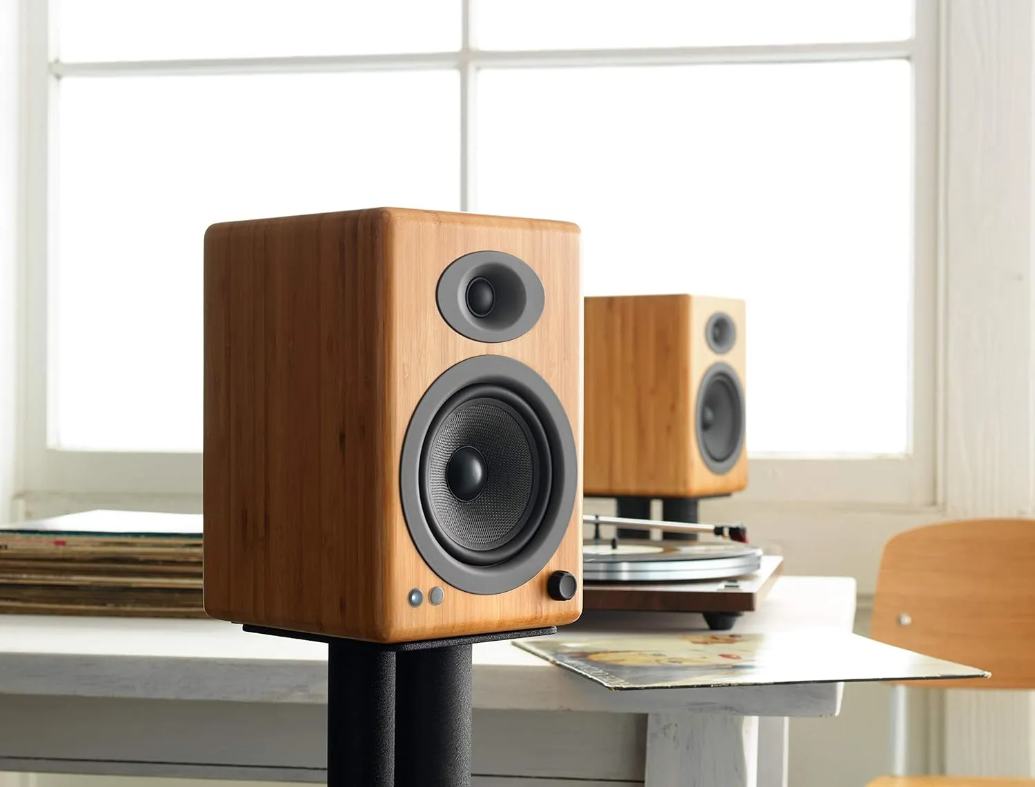 Audioengine A5  Wireless Bluetooth Bookshelf Speakers - Premium 150W Stereo Speakers for Music, Gaming, Turntables, Home Theater Systems - Powerful Studio Monitors