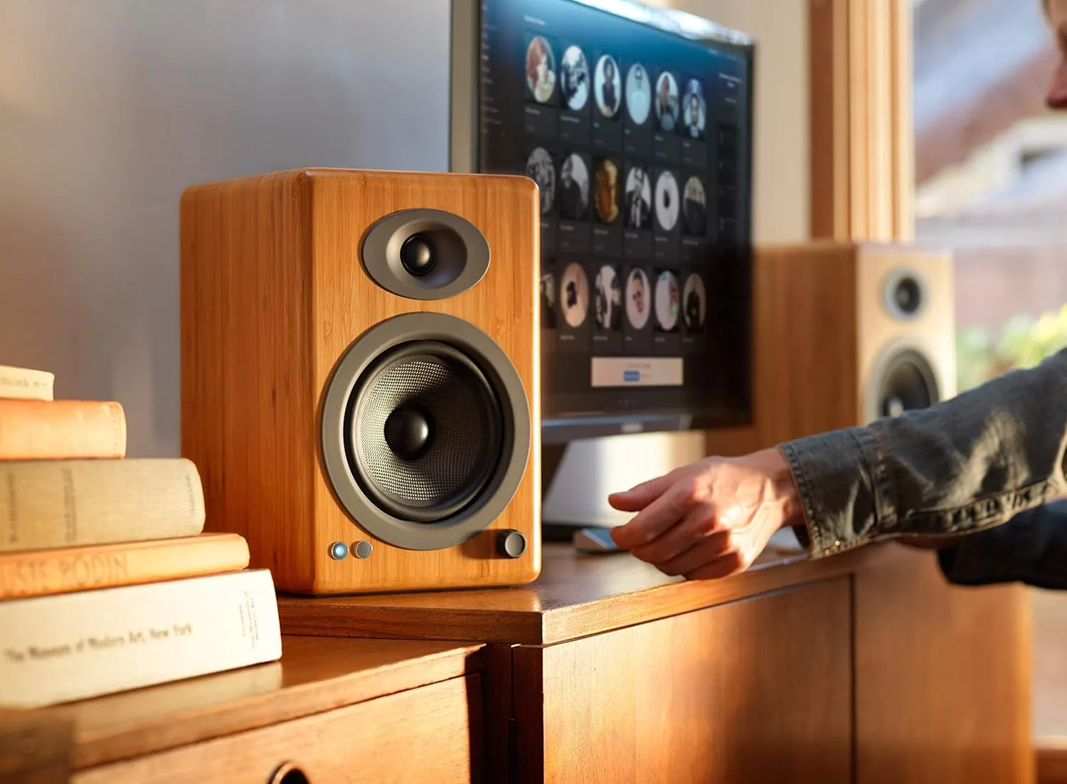 Audioengine A5  Wireless Bluetooth Bookshelf Speakers - Premium 150W Stereo Speakers for Music, Gaming, Turntables, Home Theater Systems - Powerful Studio Monitors