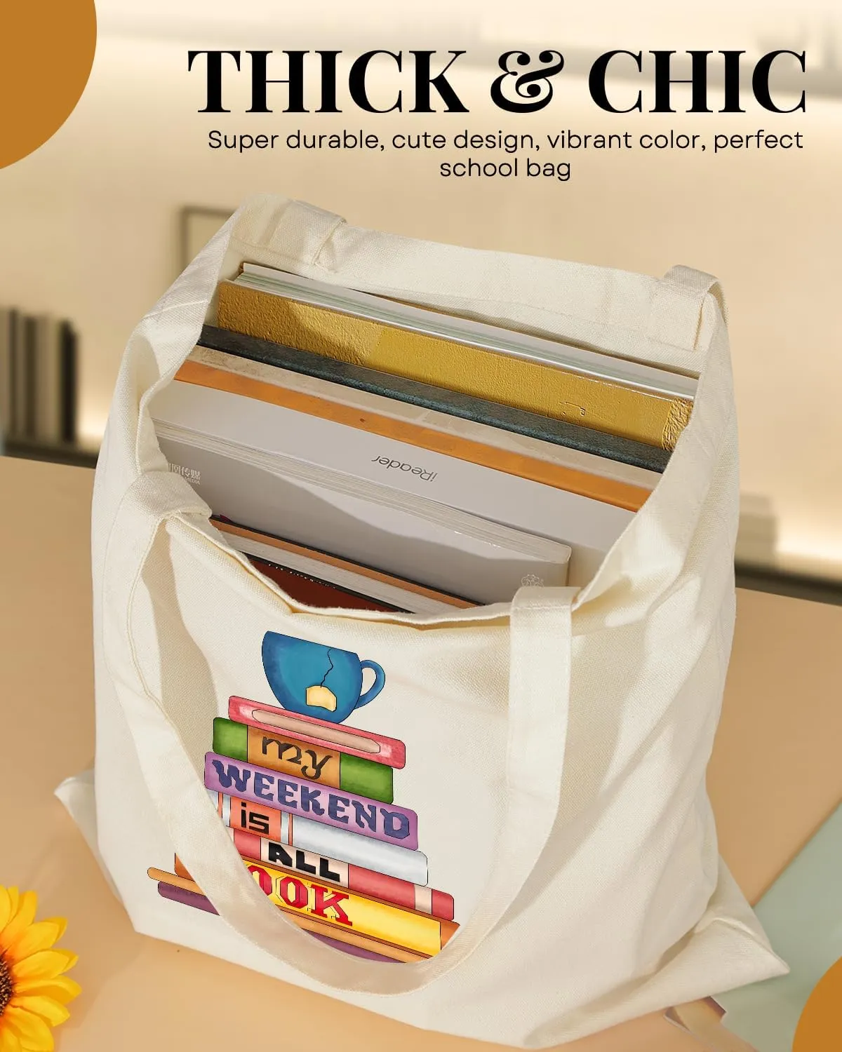 AUSVKAI Canvas Tote Bag Aesthetic for Women, Cute Reusable Cloth Cotton Bags for college Shopping Beach Grocery Trendy Gifts
