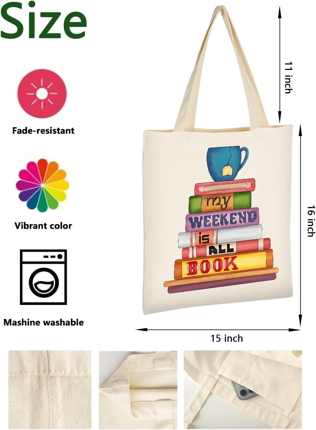 AUSVKAI Canvas Tote Bag Aesthetic for Women, Cute Reusable Cloth Cotton Bags for college Shopping Beach Grocery Trendy Gifts