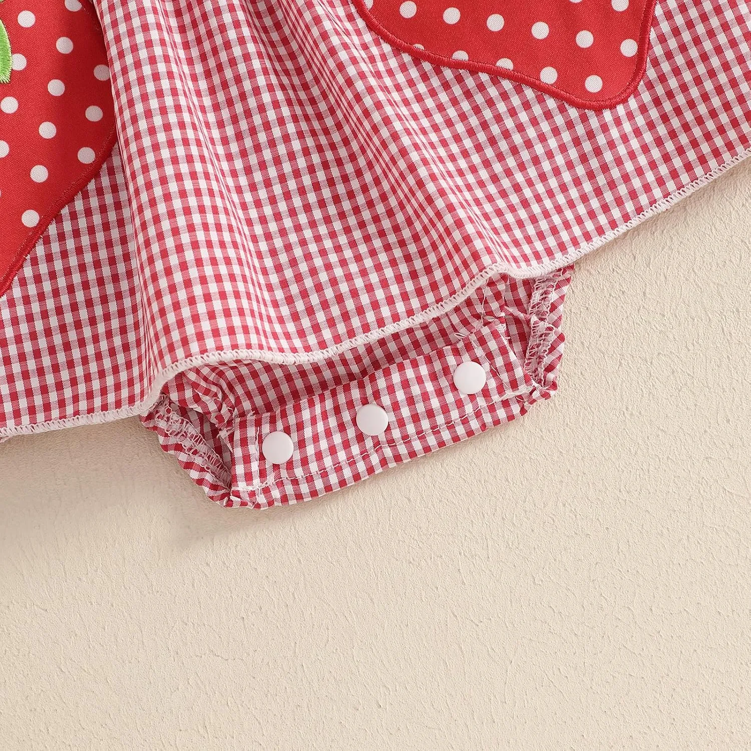 Baby Girl Summer Outfits Fly Sleeve Crew Neck Strawberry Bow Plaid Romper Dress Cute Clothes for Casual Daily