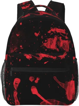 Backpack Anti-Theft Multipurpose Large Capacity Carry On Bag - Classic Horror Blood Splatter Black Red Art Camping Outdoor Backpack With Side Pockets, Pattern 578