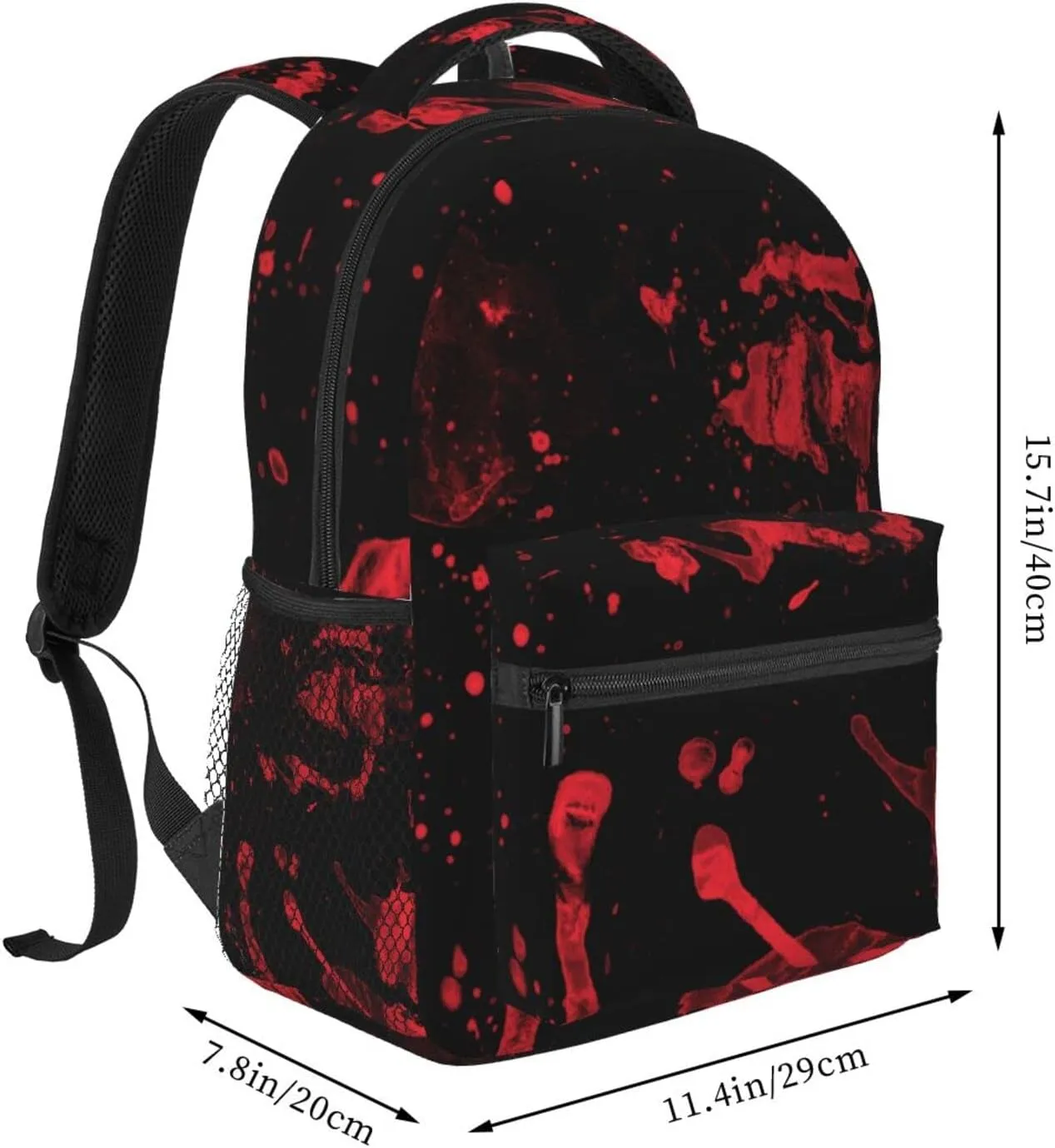 Backpack Anti-Theft Multipurpose Large Capacity Carry On Bag - Classic Horror Blood Splatter Black Red Art Camping Outdoor Backpack With Side Pockets, Pattern 578