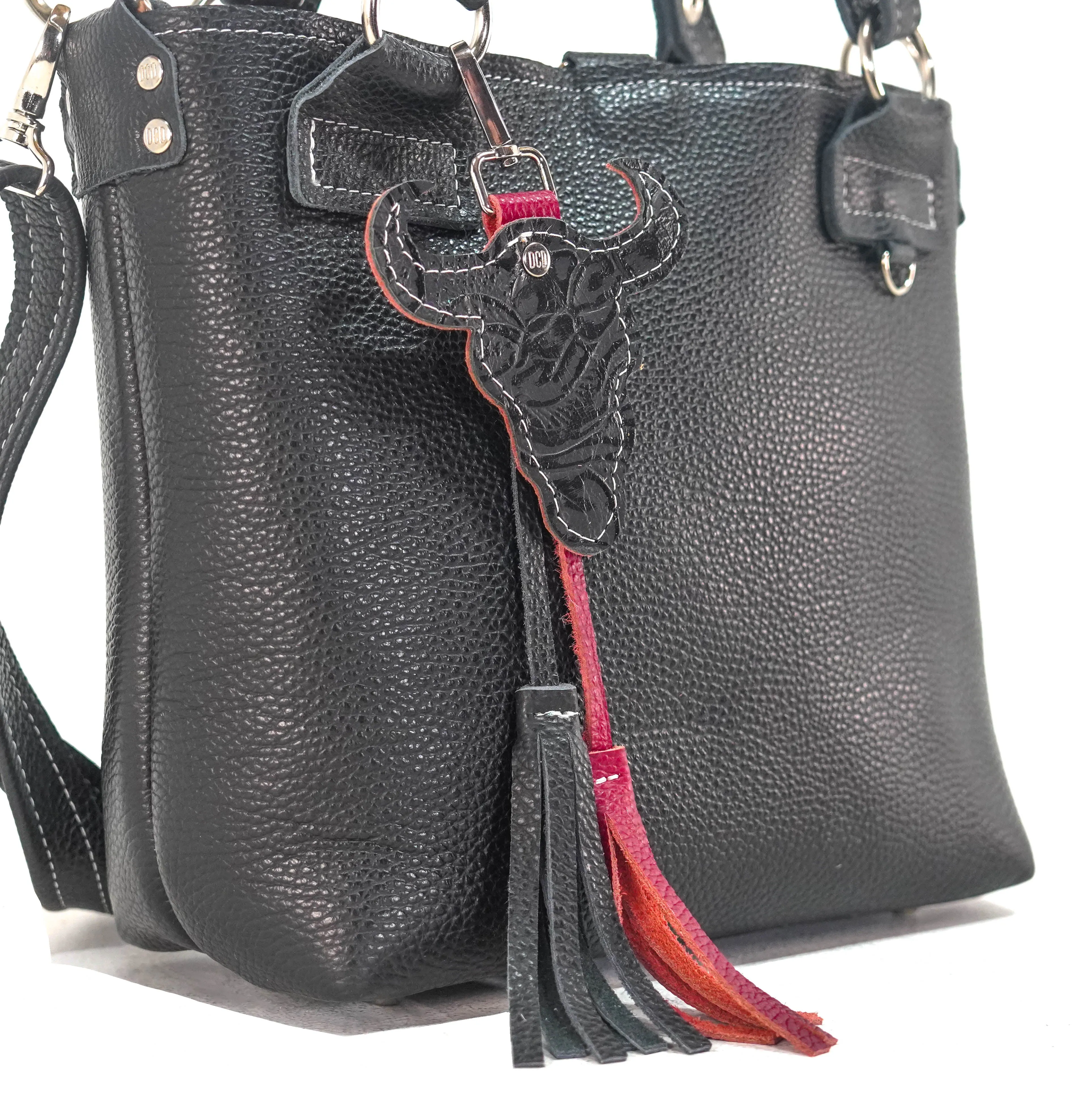 Bag Charm - All Embossed w/ Onyx Roses