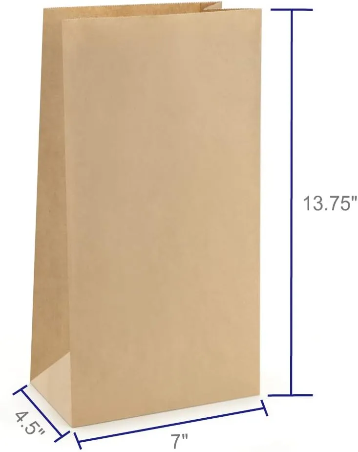 BagDream Brown Paper Lunch Bags 12LB 7x4.5x13.75 Inches 50Pcs Recyclable Kraft Paper Bags Bulk, Disposable, Large for Snack, Lunch, Sandwich, Burger, Baked Food, Packing, Craft