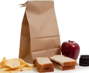 BagDream Brown Paper Lunch Bags 12LB 7x4.5x13.75 Inches 50Pcs Recyclable Kraft Paper Bags Bulk, Disposable, Large for Snack, Lunch, Sandwich, Burger, Baked Food, Packing, Craft