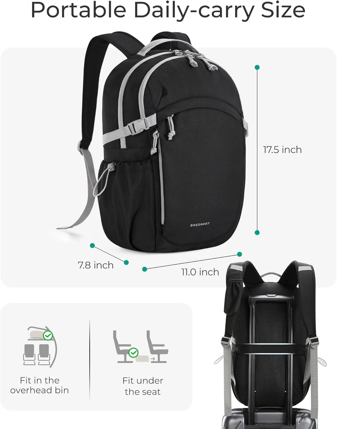 BAGSMART Travel Backpack for Women&Men,Lightweight 15.6" Casual Backpack for College,TSA Carry On Backpack for Airplanes,Water Resistant Personal Item Backpack for Gym,Hiking,Work,Beige