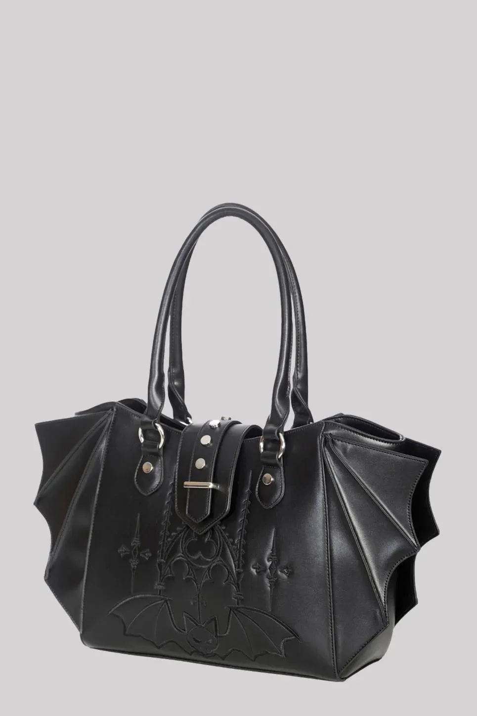 Banned Wing Bat Handbag Gothic Crest Black Alt Style Purse