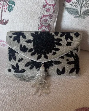 BEADED BLACK ,SILVER AND WHITE BOHO