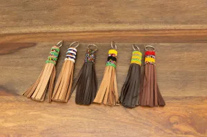 Beaded Leather Keychains - Set of 6