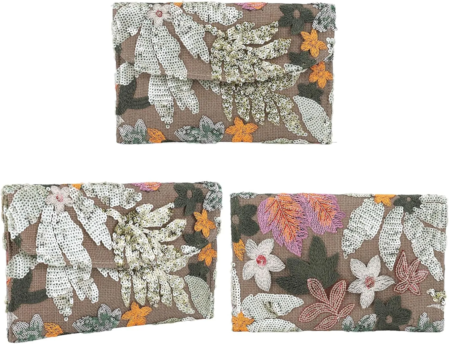 Beaded Purse Women's Floral Embroidery Sequin Purses Sparkly Flower Purse Evening Clutch for Formal Wedding