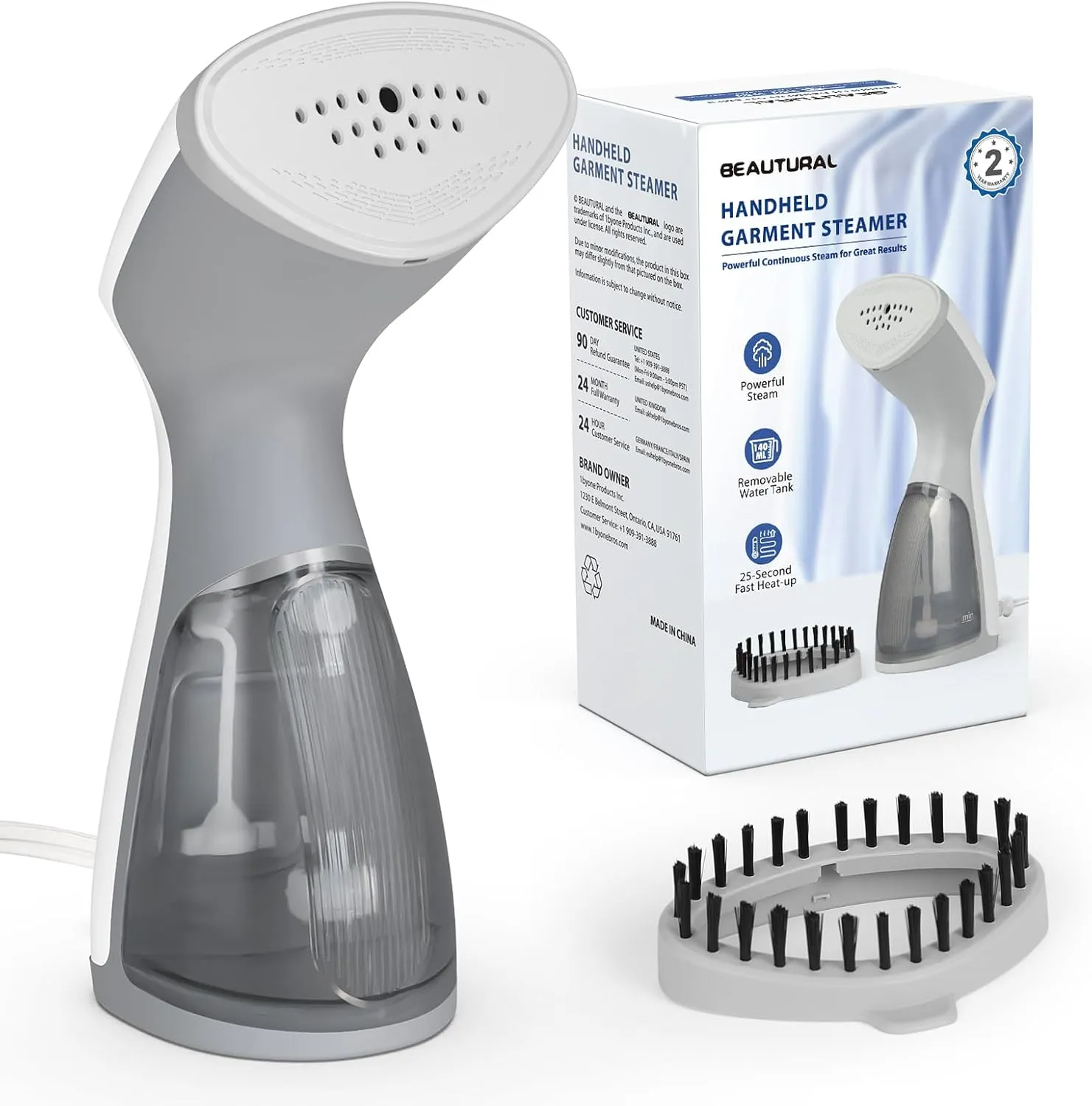 BEAUTURAL Steamer for Clothes,1000W Portable Clothes Steamer with 140ML Water Tank,Quick Wrinkle Removal for All Fabrics, Ideal for Home, Office, Travel