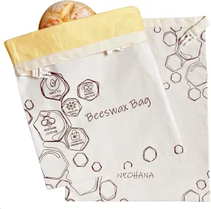 Beeswax Bread Bags for Sourdough.Bread Bag for Homemade Bread,Reusable Cotton Beeswax Bags for Storage -2 Pack