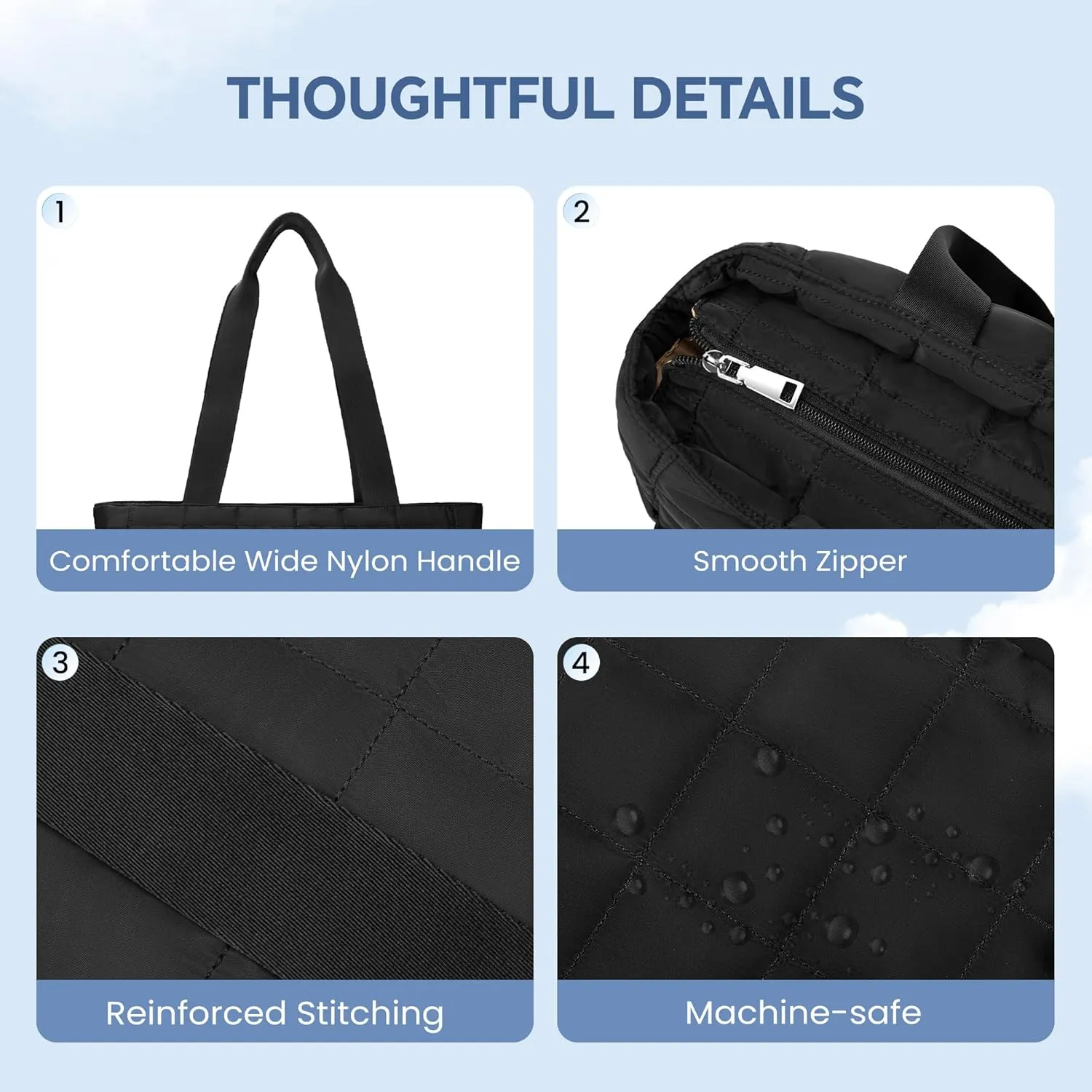 befen Laptop Tote Bag for Women Work, Travel Tote Bags Nurse Puffer Quilted Handbags, Lightweight Waterproof Beach Purse