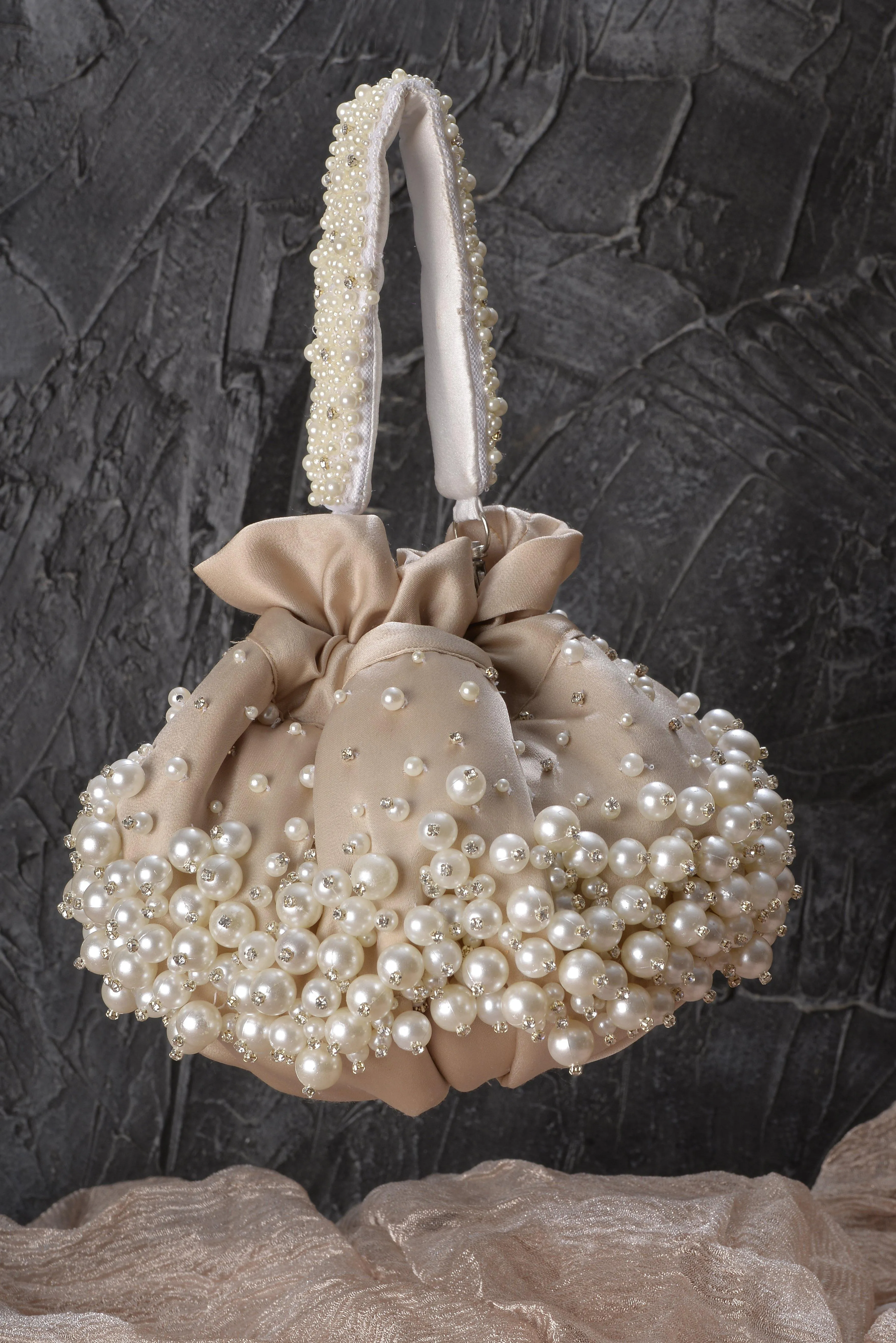 Beige Bijoux Potli Bag with Handle