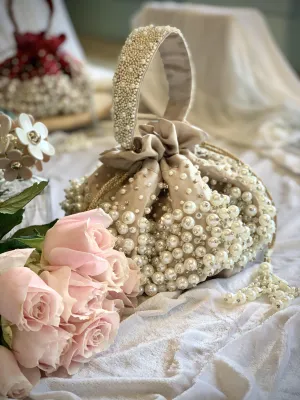 Beige Bijoux Potli Bag with Handle