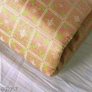Beige Jacquard Fabric By The Yard Indian Silk Wedding Dresses Curtains Making Valance Drapes DIY Crafting Sewing Home Décor Cushion Covers