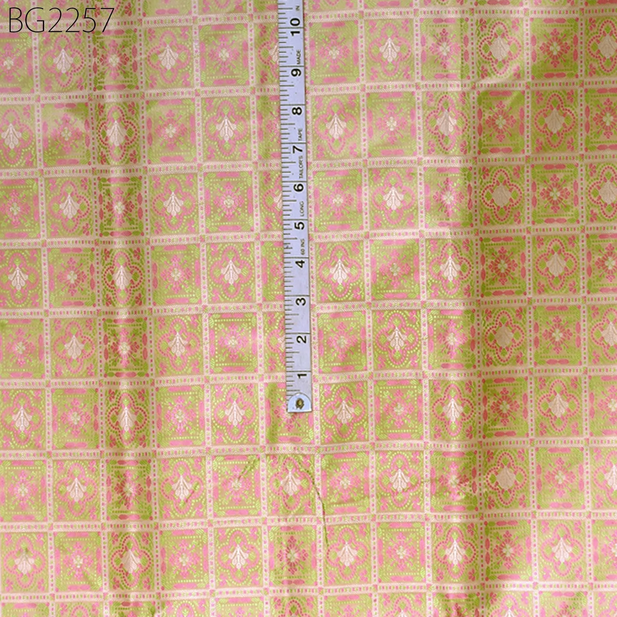 Beige Jacquard Fabric By The Yard Indian Silk Wedding Dresses Curtains Making Valance Drapes DIY Crafting Sewing Home Décor Cushion Covers