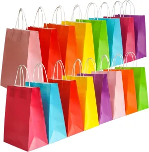 Bekoetoz 40 PCS White Kraft Paper Gift Bags With Handles 8 Colors 10.6 * 8.3 * 4.3 Inch Bulk Gift Bags For Birthdays,Weddings,Baby Showers,Party Favor,Goodie Bags(Medium,Rainbow)