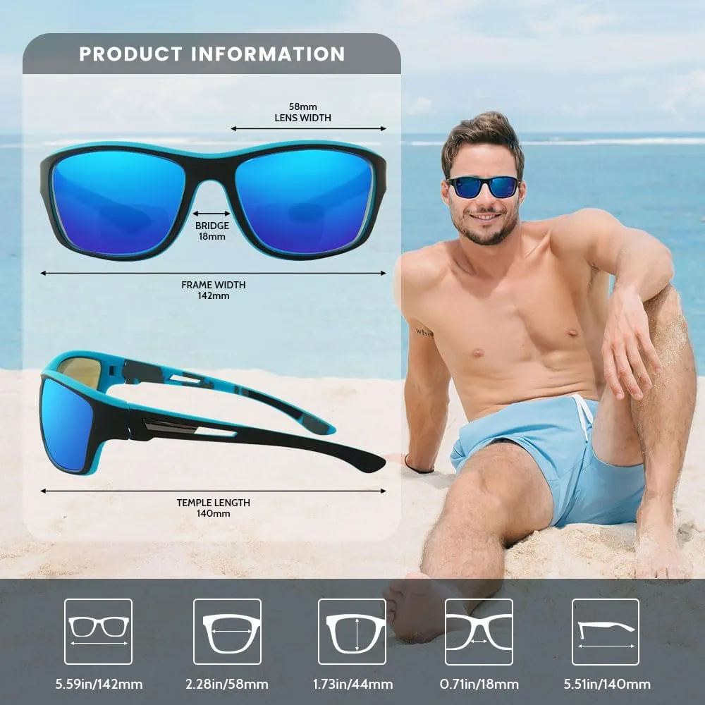 Bifocal Sunglasses Men Sunglass Readers - 2 Pack Warp Around Reading Sunglasses with Readers Built in for Men, 1.5