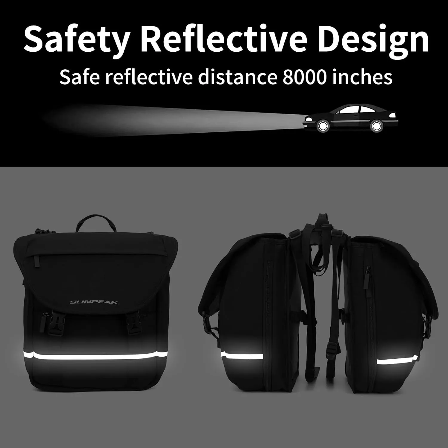 Bike Bag Accessories Panniers for Bicycle Rear Rack Bag 36L Waterproof Mountain Electric Bike Saddle Bag for Cycling Traveling Commuting Black