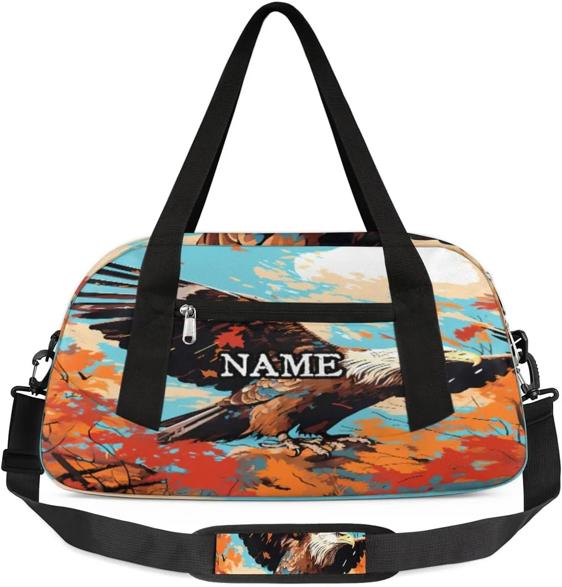 Birds Falcon Graffiti Personalized Kids Duffel Bag Custom Gym Sports Duffle Bag Teen Travel Gymnastic Weekender Overnighter Bag Carry on Toe Bag for Boys & Girls
