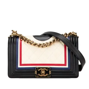 Black Chanel Medium Multicolor Lambskin Crest Boy Flap Crossbody Bag