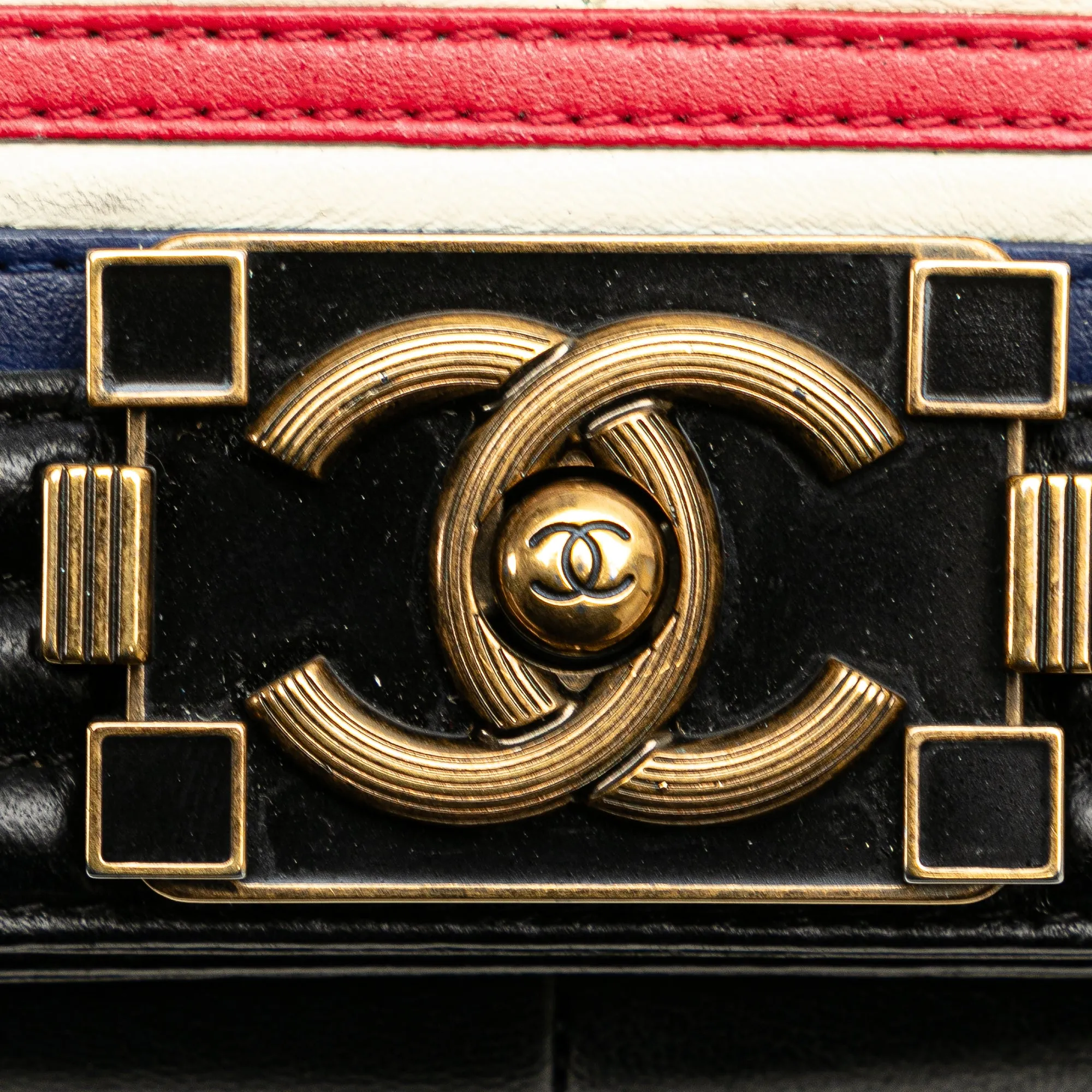 Black Chanel Medium Multicolor Lambskin Crest Boy Flap Crossbody Bag
