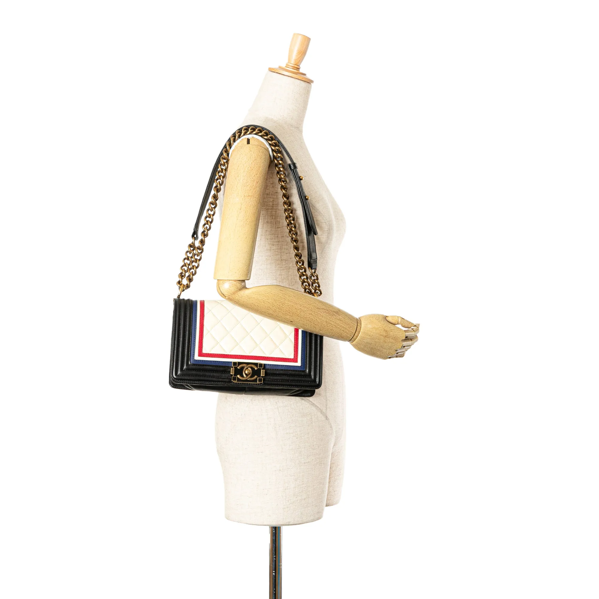 Black Chanel Medium Multicolor Lambskin Crest Boy Flap Crossbody Bag