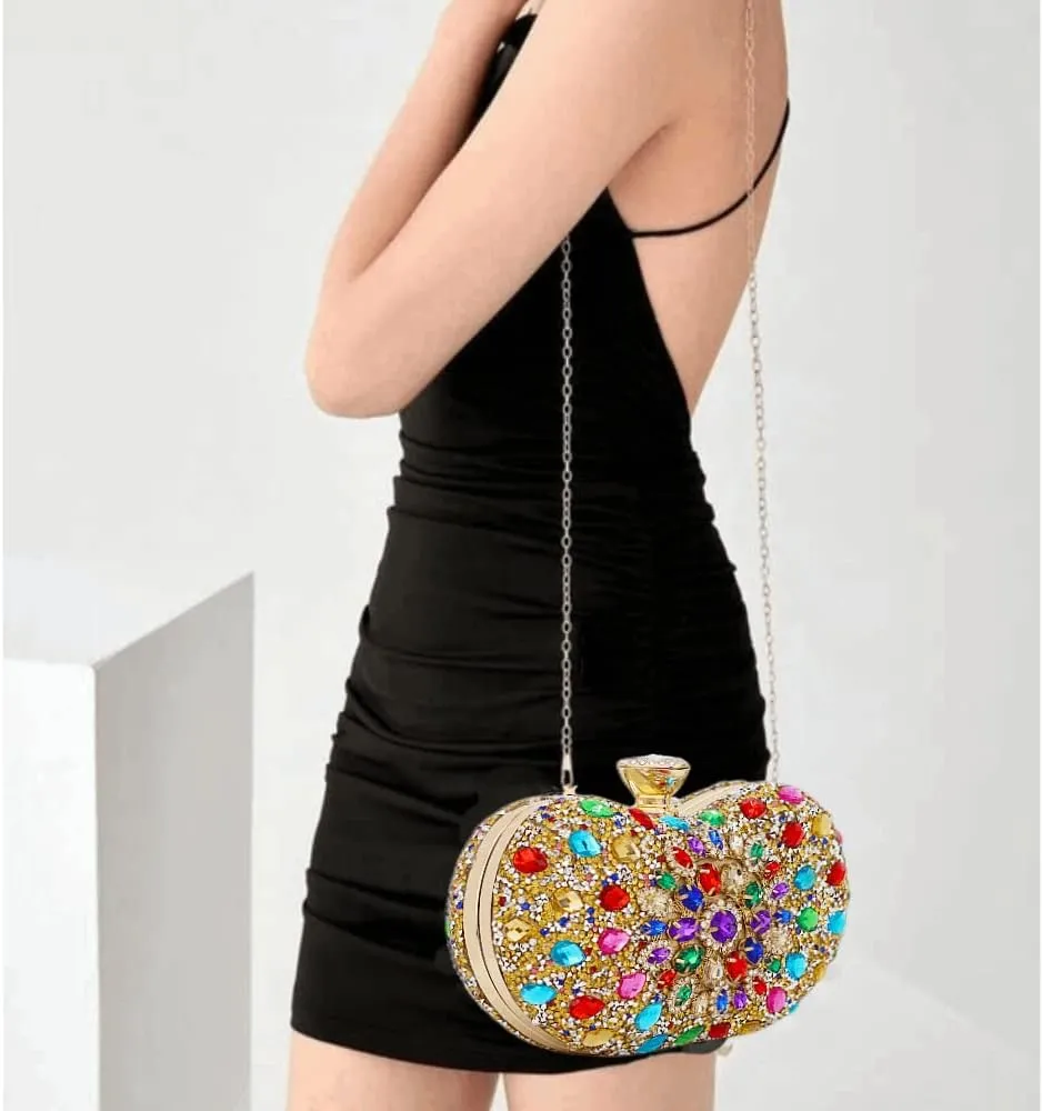 Black Clutch Purse For Women Evening Sparkly Bag Party Rhinestone Floral Handbags Bride Wallet