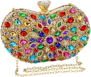 Black Clutch Purse For Women Evening Sparkly Bag Party Rhinestone Floral Handbags Bride Wallet