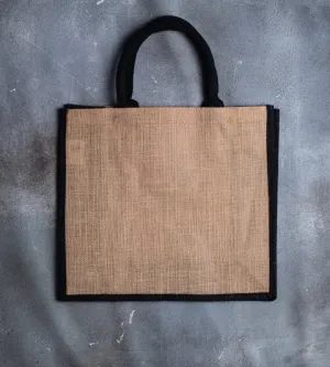Black Edge Jute Bag - 390x150x350mm