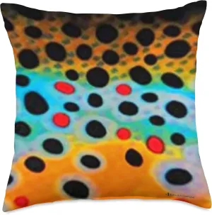 Black Fly Trout Skin Throw Pillows & Tote Bags Fly Fishing Throw Pillow