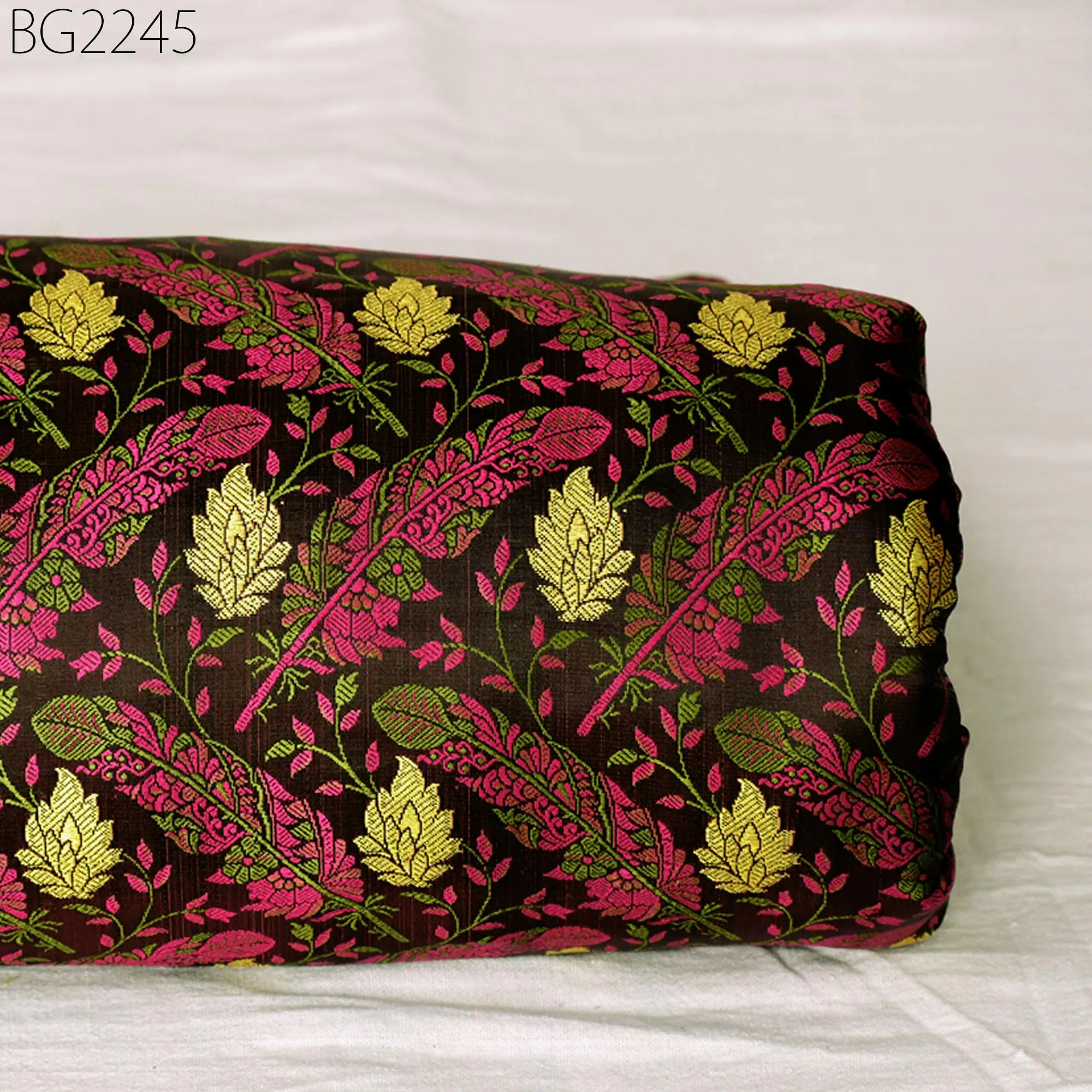 Black Indian Jacquard Dress Material Brocade Bridal Wedding Dress Fabric By The Yard DIY Crafting Sewing Silk Curtains Making Duvet Covers