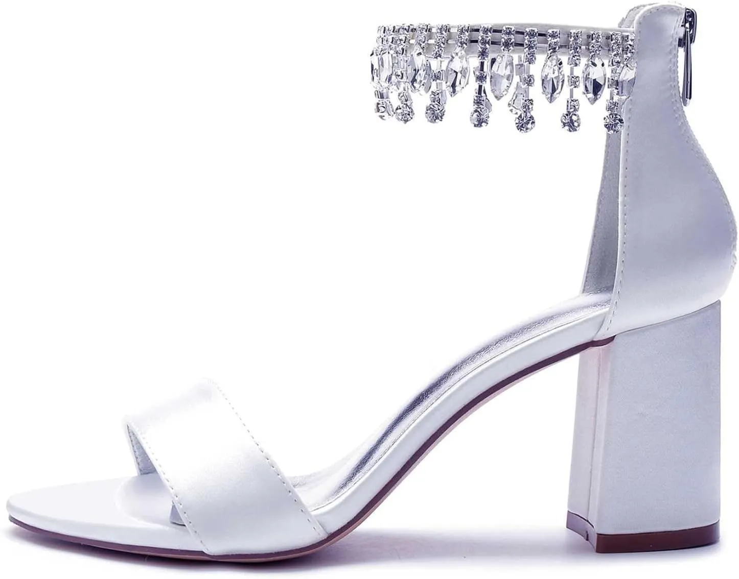 Black Silver High Heel for Women,Low Heel Women's Zipper Rhinestone Chunky Heels Comfortable Peep Toe Women Pumps Dress Shoes(Champagne,7 UK)