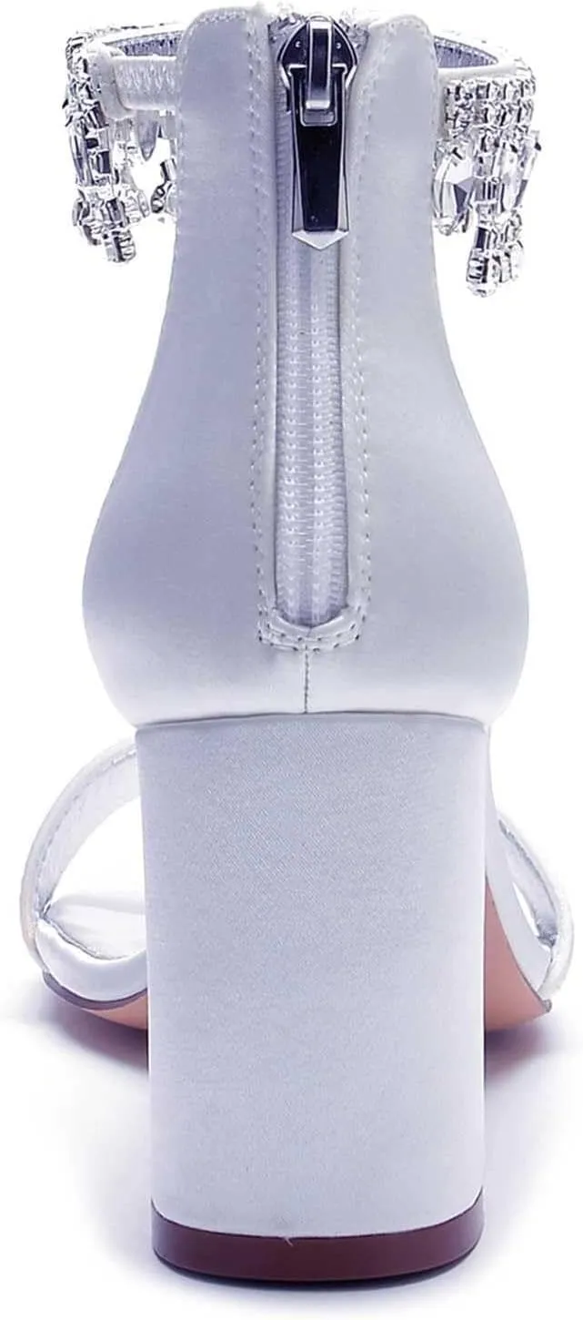 Black Silver High Heel for Women,Low Heel Women's Zipper Rhinestone Chunky Heels Comfortable Peep Toe Women Pumps Dress Shoes(Champagne,7 UK)
