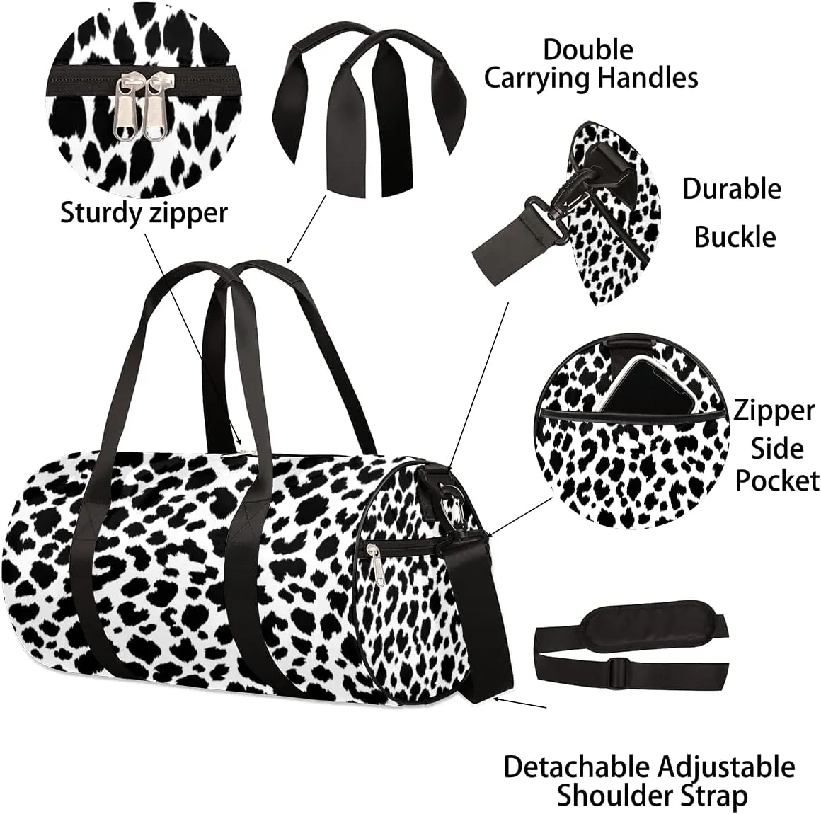 Black White Abstract Print Gym Bag Small Gym Duffel Bags for Men Women Overnight Weekender Bags Lightweight Sport Duffle Bag Carry On Gymbag